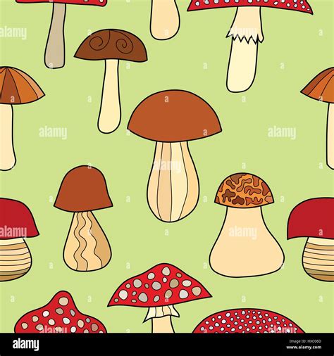 Abstract Doodle Mushroom Seamless Pattern Stock Vector Image Art Alamy