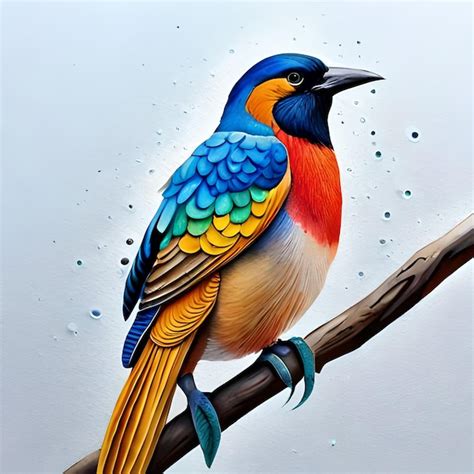 Premium AI Image | A painting of a bird with blue, yellow, and red ...