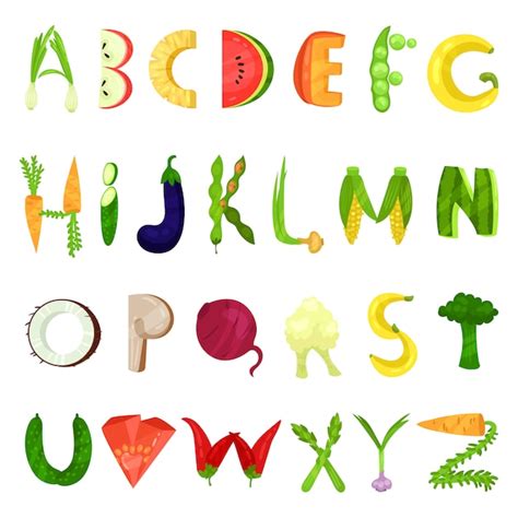 Premium Vector Veggie English Alphabet Letters Made From Fresh