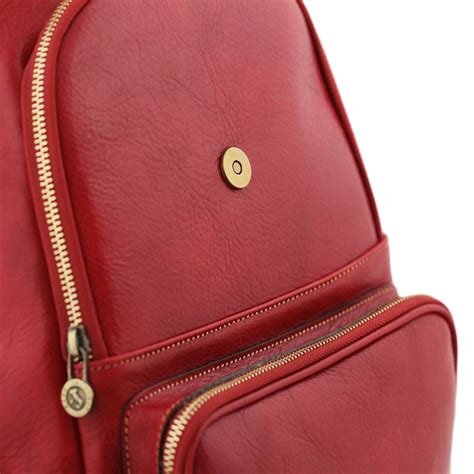 Womens Leather Backpack Red Color Fantini Pelletteria