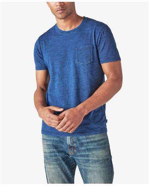 Lucky Brand Cotton Indigo Pocket Crew Tee In Blue For Men Lyst