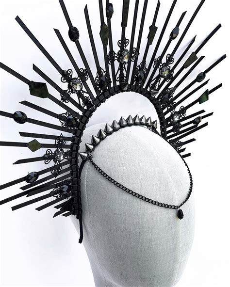 Gothic Crown Black Halo Crown With Cross Dark Fairy Headpiece Witch