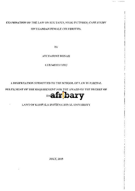 Examination Of The Law On Sex Tapes Nude Pictures Case Study On Ugandan Female Celebrities