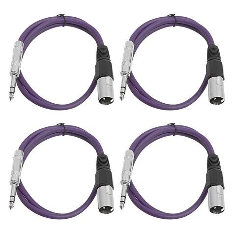 Seismic Audio SATRXL M2 4PURPLE 1 4 TRS Male To XLR Male Reverb