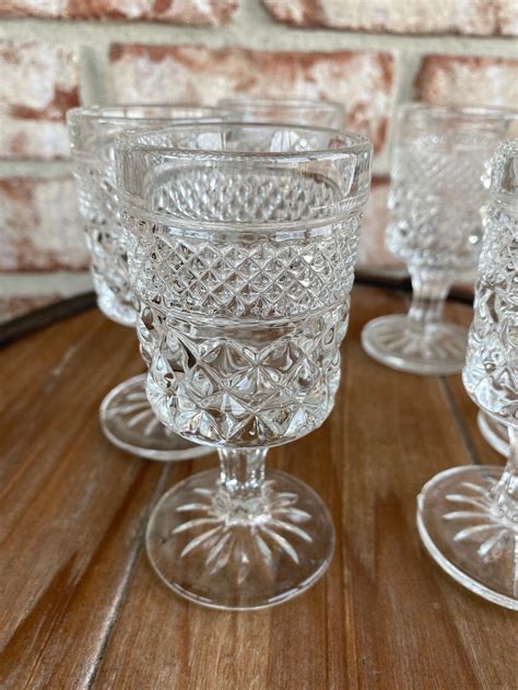 Set Of 6 Anchor Hocking Wexford Juice Goblets Clear Pressed Etsy Wexford Goblet Anchor Hocking