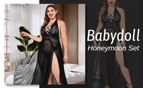 Buy BROIDEN Women S Net High Slit Babydoll Lingerie For Sexy Honeymoon