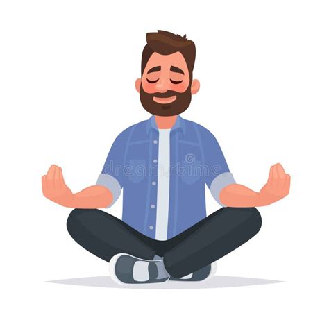 Meditar Al Hombre Sobre Fondo Aislado Guarde La Calma Ilustración Del