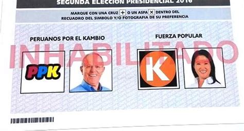 Onpe Esta Es La Cédula Para La Segunda Vuelta De Elecciones 2016