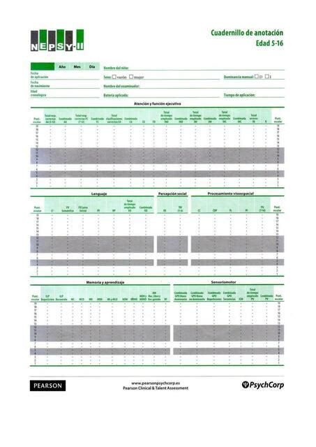 Nepsy Ii Protocolo Pdf Compress Anayeli Joselin Gabriel Elme Udocz