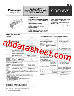 S2 12VDC Datasheet PDF Panasonic Semiconductor