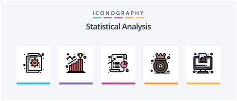 Statistical Analysis Line Filled 5 Icon Pack Including Document