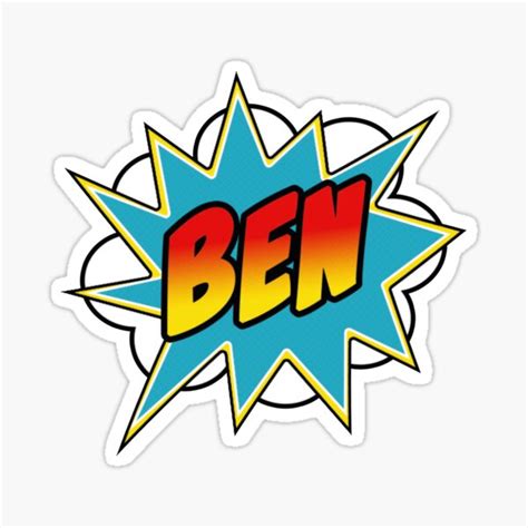 Boys Ben Comic Book Superhero Name Sticker For Sale By Rixta82