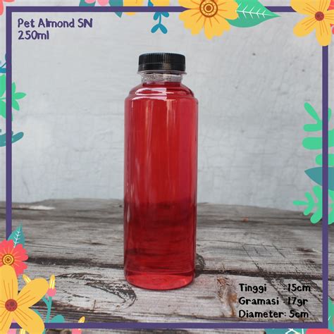 Jual BOTOL PLASTIK ALMOND 250ML SN KEMASAN MINUMAN KOPI JUS SUSU MADU