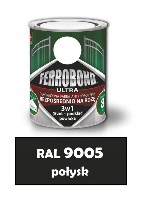 FARBA DO METALU NA RDZĘ FERROBOND POŁYSK CZARNY RAL 9005 2 5 L