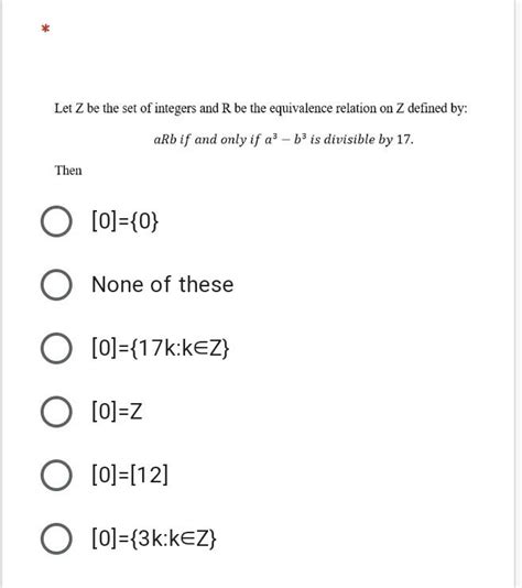 Solved Let Z Be The Set Of Integers And R Be The