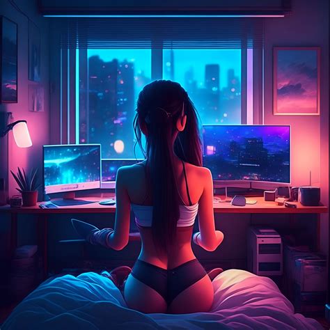 Artstation Hot E Girl Streaming Lewd Ai Generated X2 Glowing