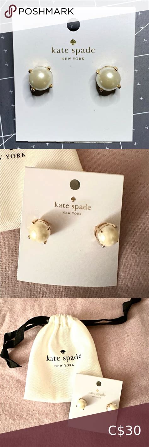 New Kate Spade Pearl Studs Nwt Pearl Studs Gold Earrings Studs Studs