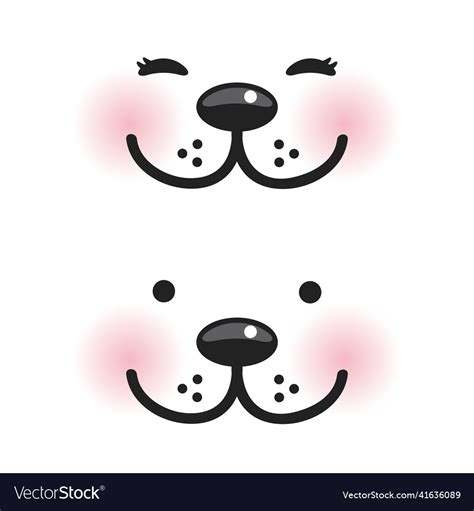 Kawaii Funny Muzzle With Pink Cheeks And Winking Vector Image