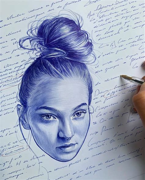 Blue Ballpoint Pen Drawing In 2023 Ballpoint Pen Art Pen Art