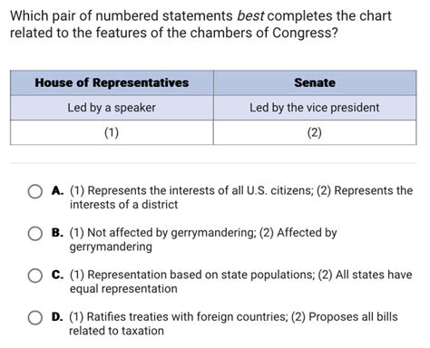 Solved Which Pair Of Numbered Statements Best Completes The Chart