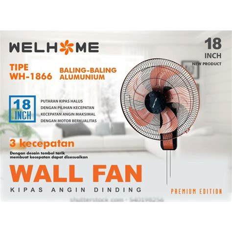 Jual Welhome Wall Fan 18 Inch Wh 1866 Kipas Angin Dinding Besi