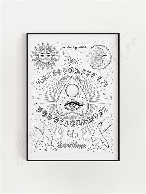 Ouija Board Tattoo Flash Print Sun And Moon Artwork Etsy