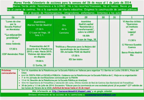 Mareaverde Calendario De Acciones De La Marea Verde Madrid Para La