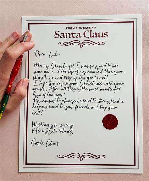 Custom Handwritten Santa Letter Santa Letterhead Calliraphy Santa Letter North Pole Wax Seal