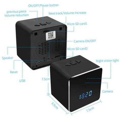 Hidden Spy Camera Wifi Bluetooth Speaker Clock Hd Video Nightvision