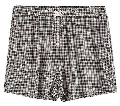 Womens Sleepwear Cotton Plaid Pajama Boxer Shorts Latuza