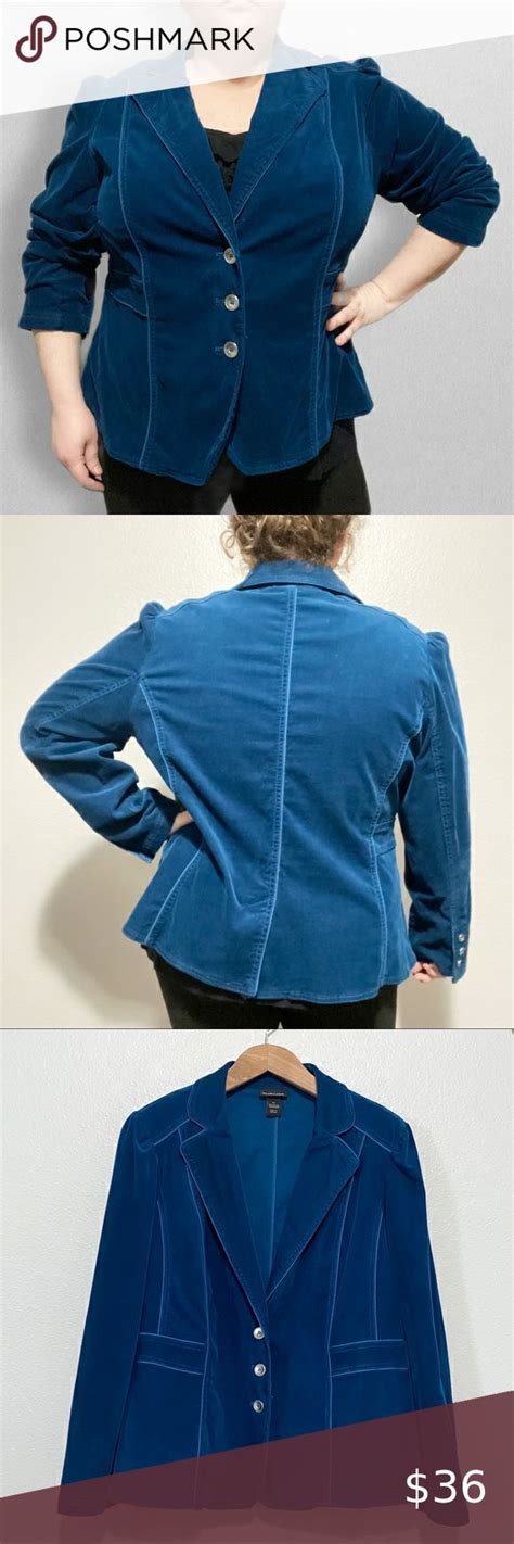 Lane Bryant Stretchy Corduroy Jewel Blue Color Blazer Womens Plus Size