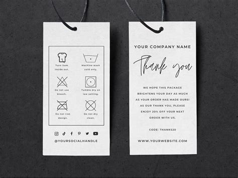 Editable Washing Instructions Hang Tag Template, Customizable Clothing ... 