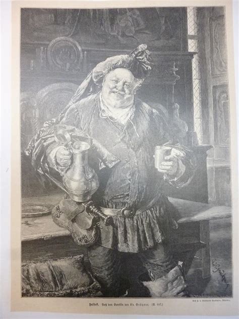 Orig Holzstich Gr Tzner Falstaff Nach Dem Gem Lde Von Eduard