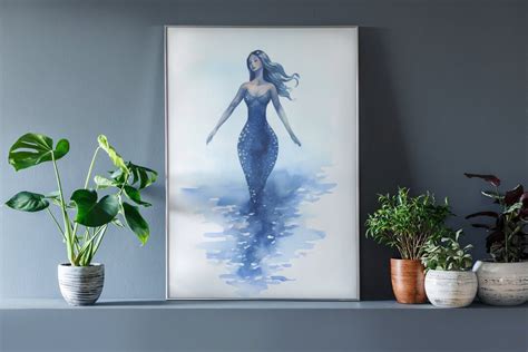 Mermaid Wall Art Siren Art Watercolor Art Decor Mermaid Download Printable Art Blue Wall Art ...