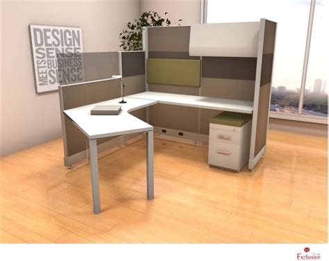 The Office Leader Peblo L Shape Curve Office Desk Cubicle Workstation