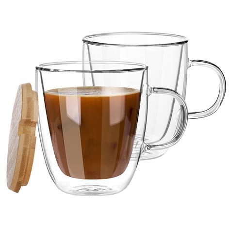 Buy Aiboria Double Walled Coffee Glasses Mugs X Ml Glass Coffee Mugs