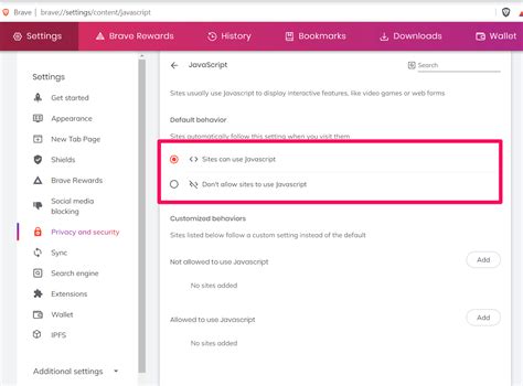 How To Enable Or Disable Javascript In Brave On The Computer