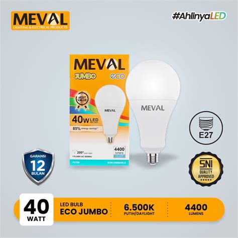 Jual MEVAL Led Eco Jumbo Bulb 40 Watt Putih Shopee Indonesia