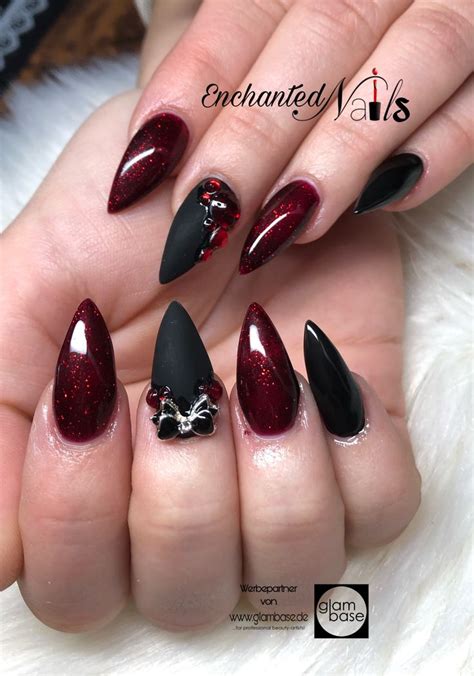 Nägel Nails Black Red Schwarz Rot Glitzer Nägel design rot Nägel rot