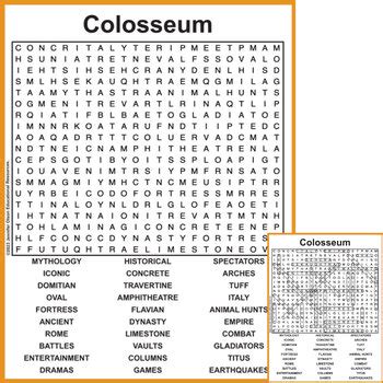 Colosseum Word Search By Jennifer Olson Educational Resources Tpt