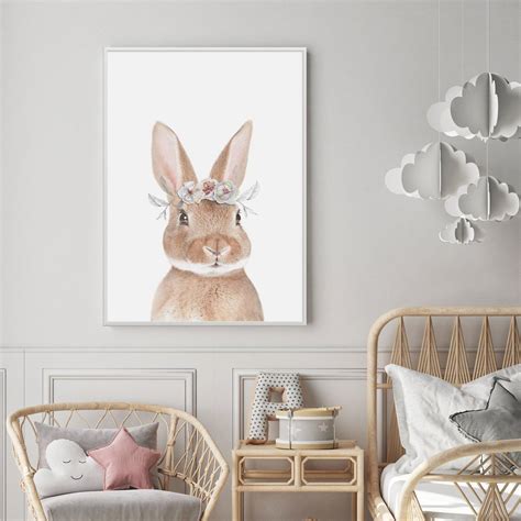 Shop Little Bunny Flower Crown Kids Nursery Art Print Or Poster