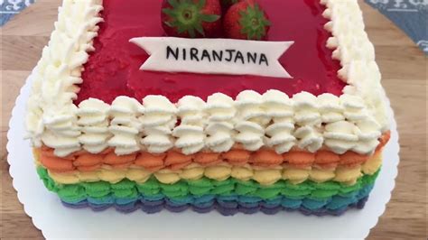 Rainbow Frosting Cake Design Youtube