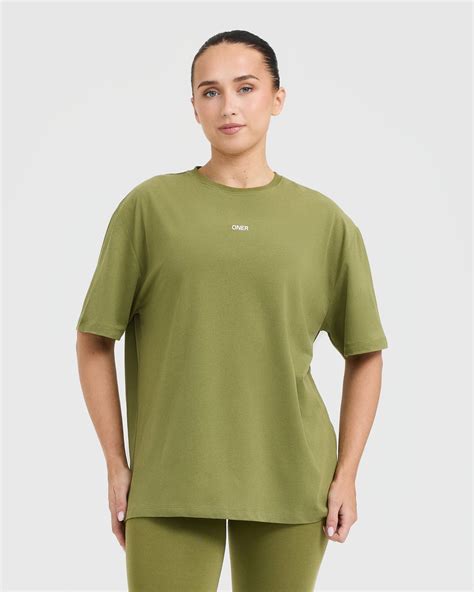 Workout T Shirt Womens Oversize Olive Green Oner Active Us