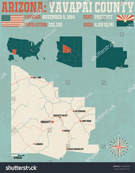 Large And Detailed Map Of Yavapai County In Royalty Free Stock Vector 493536298