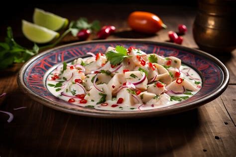 Premium Ai Image Peruvian Ceviche With Leche De Tigre