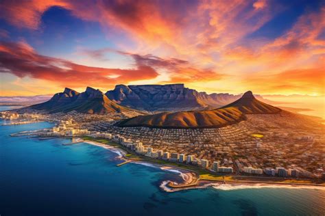 aerial view  table mountain  cape town south africa aerial