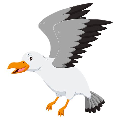 Cartoon cute smiling seagull flying. Vector illustration 26756330 ...