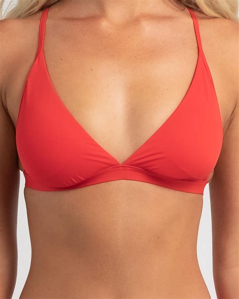 Billabong Sol Searcher Elongated Triangle Bikini Top In Poppy Red