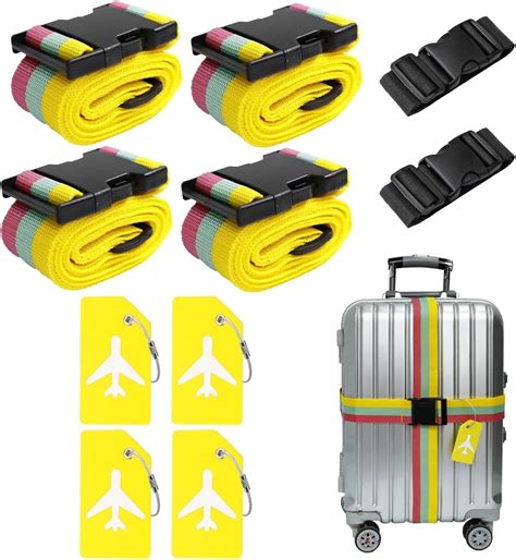 10 Pack Luggage Straps Luggage Tags Adjustable Suitcase Luggage Belts