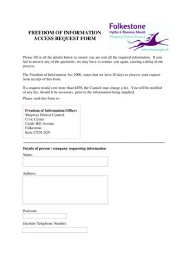 Fillable Online Shepway Gov Freedom Of Information Access Request Form